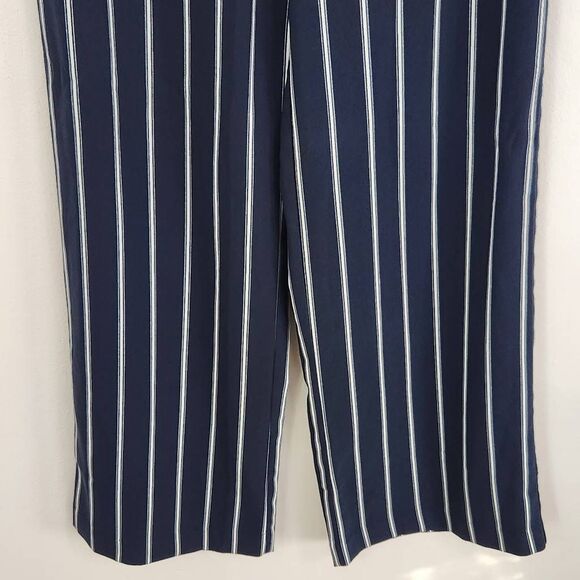 Madison Navy Stripe Wide Leg Pants NWT Size 4 Preppy Striped Dress Pants - Picture 4 of 8